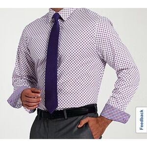 Nick Graham Everywhere Long Sleeve Shirt XL 17.5 Modern Purple Stretch Flip Cuff